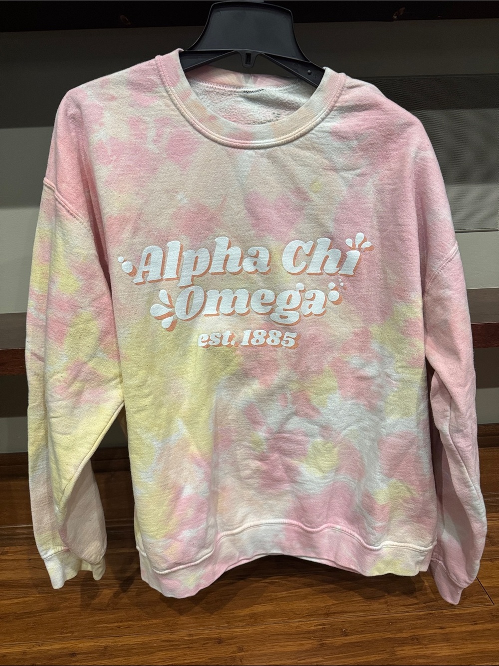 Alpha Chi Omega Tie-Dye Sweatshirt - Pink & Yellow